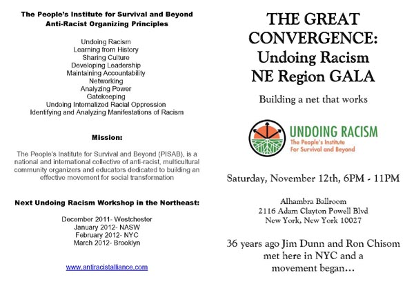 November 12, 2011 THE GREAT CONVERGENCE: Undoing Racism NE Region GALA